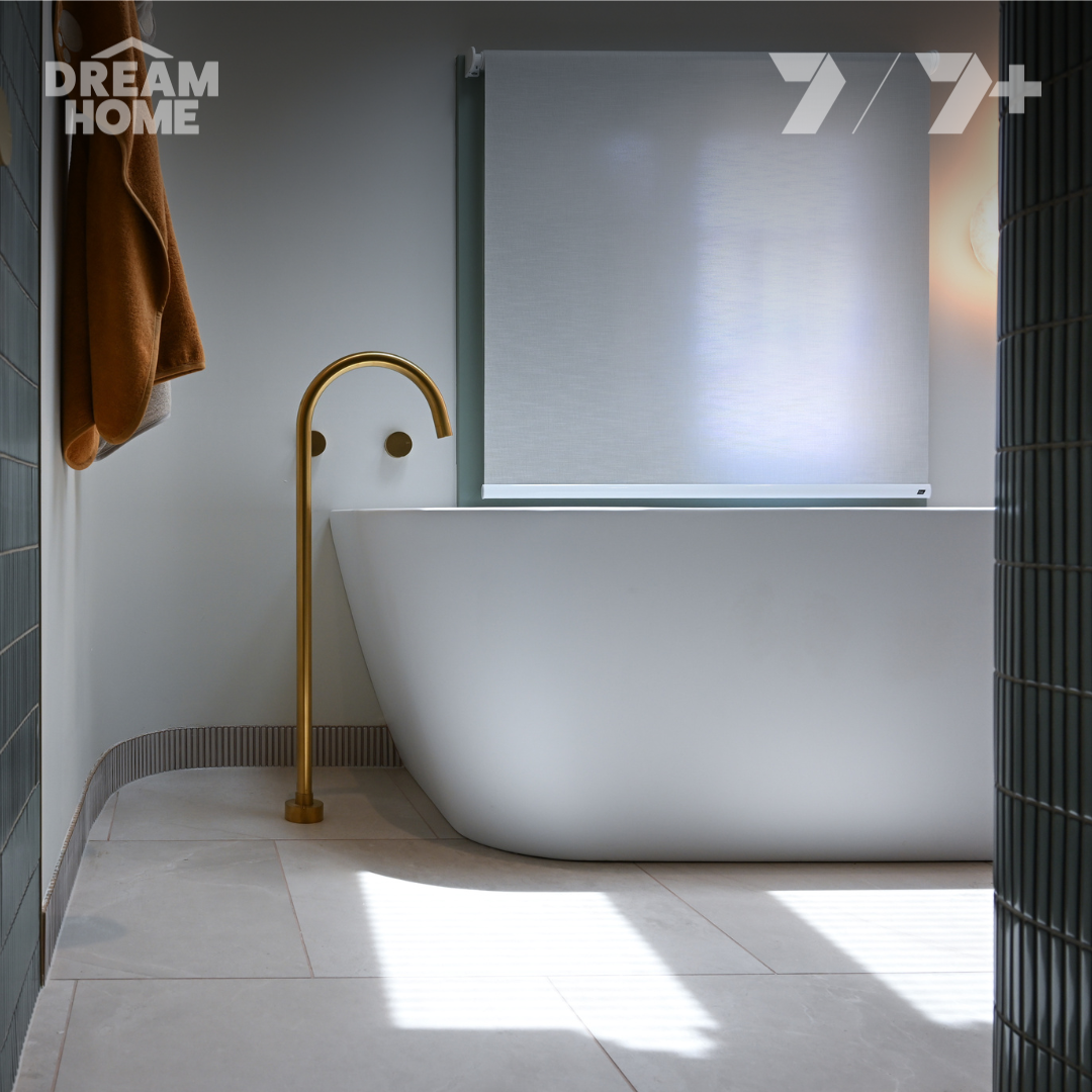 Freestanding Bath and Brushed Brass Freestanding Spout