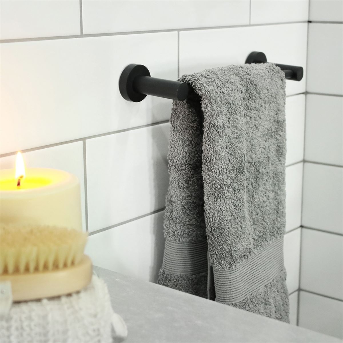Matt black hand towel rail online