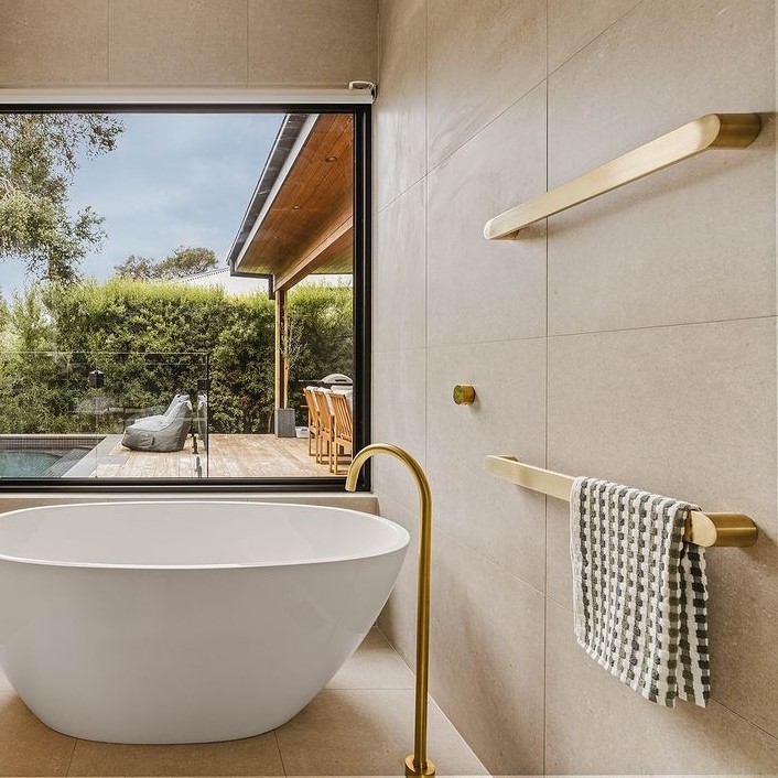 Single Towel Rail Brushed Brass 800mm Highgrove Bathrooms