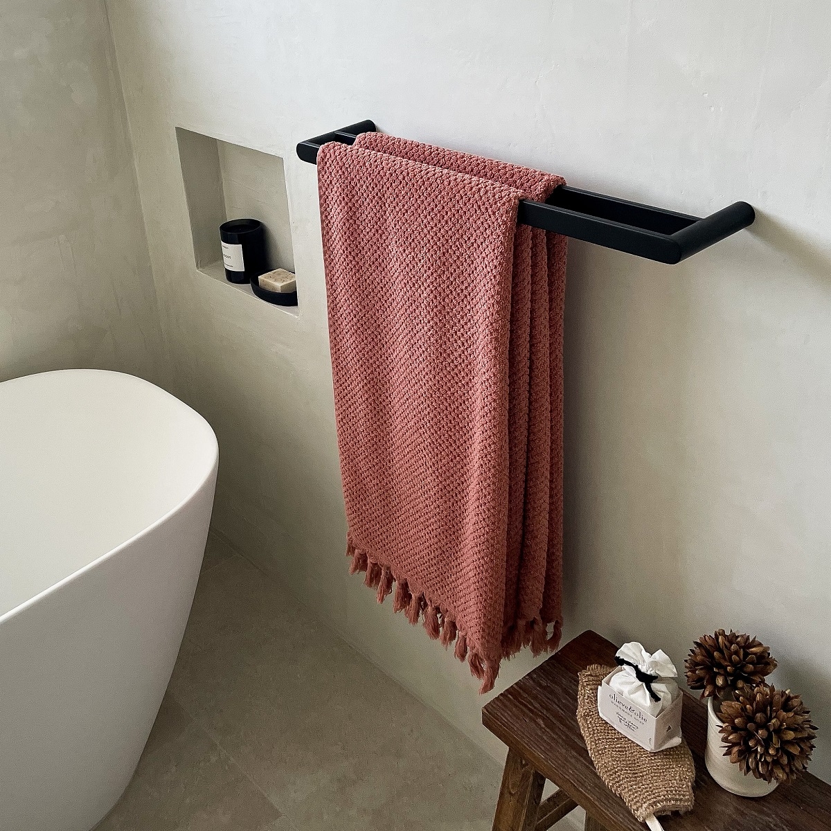 Matte black double towel rail clearance