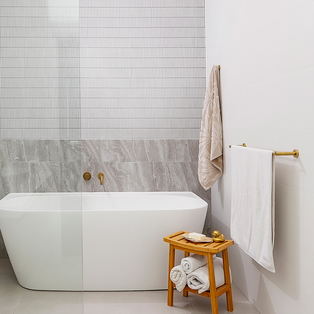 Double Towel Rail Brushed Brass 600mm Highgrove Bathrooms
